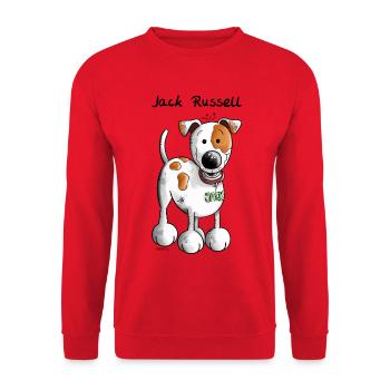 Der Jack Russell - Unisex Pullover - Rot - Vorne - Alina (178cm) & Michal (187cm)