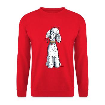 Pudel mit Blumen - Unisex Pullover - Rot - Vorne - Alina (178cm) & Michal (187cm)