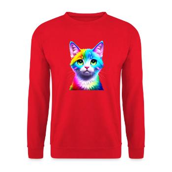 Chat arc-en-ciel - Sweat-shirt Unisexe - rouge - Devant - Alina (178cm) & Michal (187cm)