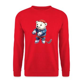 Polar Bear Hockey Player - Unisex Sweatshirt - red - Front - Alina (178cm) & Michal (187cm)