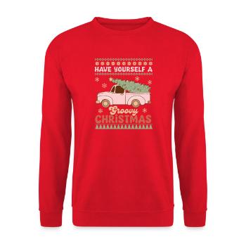 Pull de Noël moche - Sweat-shirt Unisexe - rouge - Devant - Alina (178cm) & Michal (187cm)