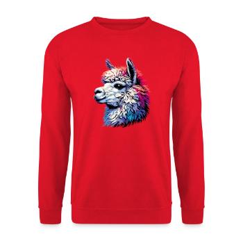 Alpaca - Unisex Sweatshirt - red - Front - Alina (178cm) & Michal (187cm)