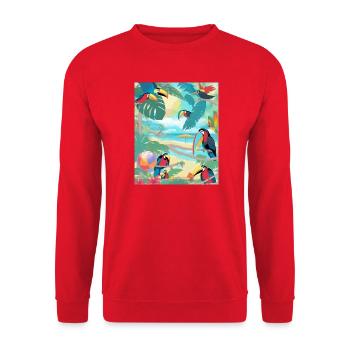 Toucan paradise - Unisex Sweatshirt - red - Front - Alina (178cm) & Michal (187cm)