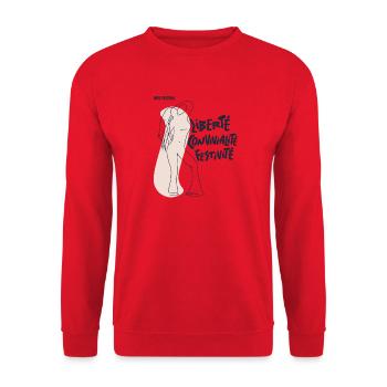 Fühl dich frei Mädchen - Unisex Pullover - Rot - Vorne - Alina (178cm) & Michal (187cm)
