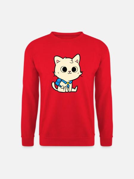 Cute School Cat Cartoon Design - Unisex Sweatshirt - red