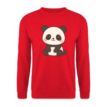 Niedliches Panda Kinderdesign - Unisex Pullover - Rot - Vorne - Alina (178cm) & Michal (187cm)
