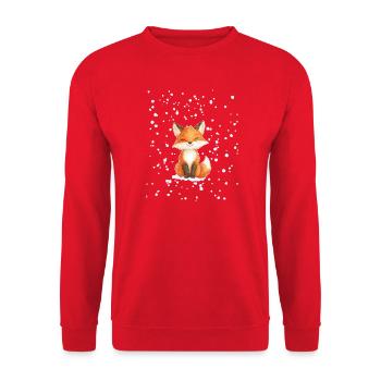 Fox with snowflakes - Unisex Sweatshirt - red - Front - Alina (178cm) & Michal (187cm)