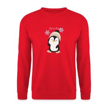 Pengu Winter Magic - Unisex Sweatshirt - red - Front - Alina (178cm) & Michal (187cm)