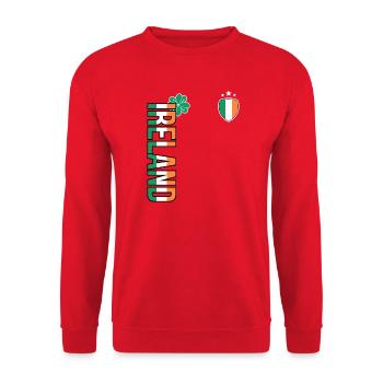 Irland Vertikales Flaggenwappen T-Shirt - Unisex Pullover - Rot - Vorne - Alina (178cm) & Michal (187cm)