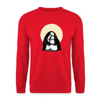 Hugging Penguins Duo - Unisex Sweatshirt - red - Front - Alina (178cm) & Michal (187cm)