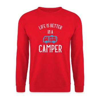 Life is Better in a Camper - Unisex Sweatshirt - red - Front - Alina (178cm) & Michal (187cm)