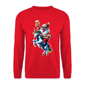 Santa Claus Beer Unicorn Christmas - Unisex Sweatshirt - red - Front - Alina (178cm) & Michal (187cm)