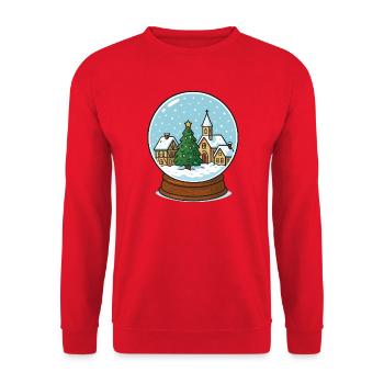 Village d’hiver à Snow Globe - Sweat-shirt Unisexe - rouge - Devant - Alina (178cm) & Michal (187cm)