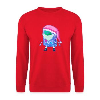 Christmas Game Console Kawaii Robot Santa - Unisex Sweatshirt - red - Front - Alina (178cm) & Michal (187cm)