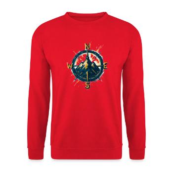 Kompass im Berg-Hintergrund – Skifahren – Wanderer - Unisex Pullover - Rot - Vorne - Alina (178cm) & Michal (187cm)