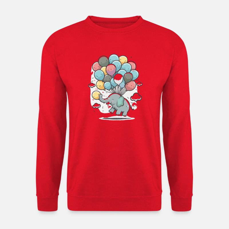Ballon-Elefant im Wolkenmeer - Unisex Pullover - Rot