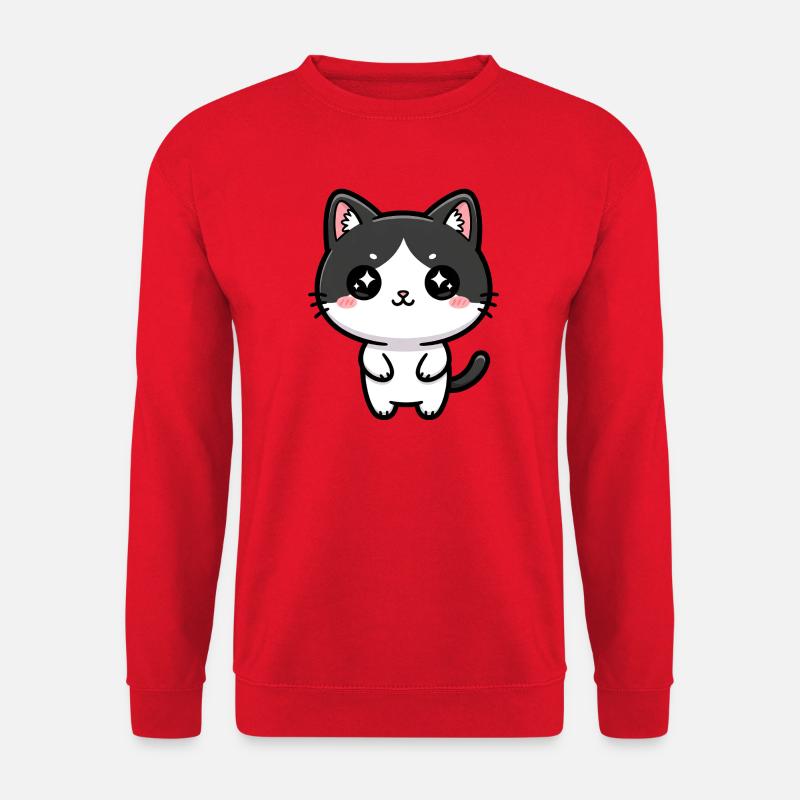 Kawaii-Katze mit Sternenaugen - Unisex Pullover - Rot