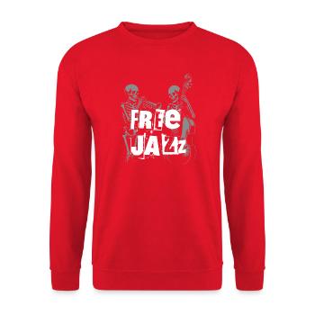 Free Jazz Skeletons Band - Unisex Pullover - Rot - Vorne - Alina (178cm) & Michal (187cm)