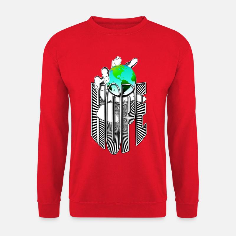 Weltweite Hoffnung in Händen - Unisex Pullover - Rot