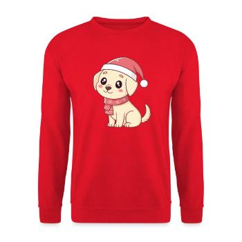 Baby Dog Niedliches Weihnachten im Weihnachtsmann - Unisex Pullover - Rot - Vorne - Alina (178cm) & Michal (187cm)