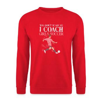 I Coach Girls Soccer Funny Quote Design - Unisex Pullover - Rot - Vorne - Alina (178cm) & Michal (187cm)