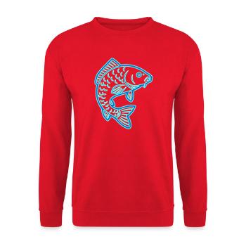 Neon Carp Fish Bright Fishing - Unisex Sweatshirt - red - Front - Alina (178cm) & Michal (187cm)