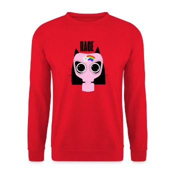 Rage Kitty Cat Protest - Unisex Pullover - Rot - Vorne - Alina (178cm) & Michal (187cm)