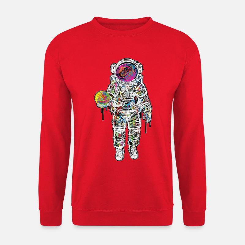Weltraum-Astronaut kritzelt Planet - Unisex Pullover - Rot