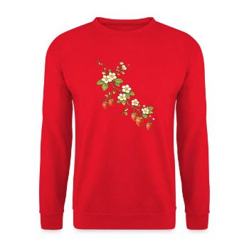 Strawberry branch with flowers illustration - Unisex Sweatshirt - red - Front - Alina (178cm) & Michal (187cm)