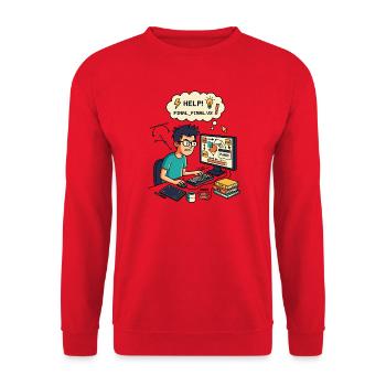 Graphic Designer Chaos Export Panic - Unisex Pullover - Rot - Vorne - Alina (178cm) & Michal (187cm)