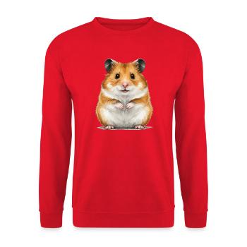 Hamster Tier - Unisex Pullover - Rot - Vorne - Alina (178cm) & Michal (187cm)