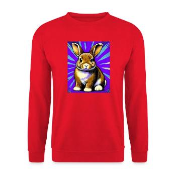 Kaninchen - Unisex Pullover - Rot - Vorne - Alina (178cm) & Michal (187cm)