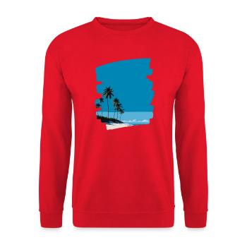 Strand Meer Palmen - Unisex Pullover - Rot - Vorne - Alina (178cm) & Michal (187cm)