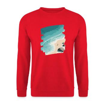 Strand Meer Palmen - Unisex Pullover - Rot - Vorne - Alina (178cm) & Michal (187cm)