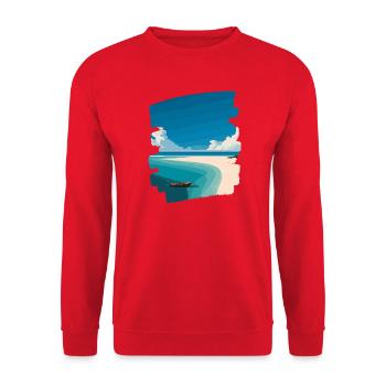 Strand Meer Palmen - Unisex Pullover - Rot - Vorne - Alina (178cm) & Michal (187cm)