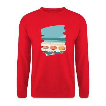 Beach Sea Palm Trees - Unisex Sweatshirt - red - Front - Alina (178cm) & Michal (187cm)