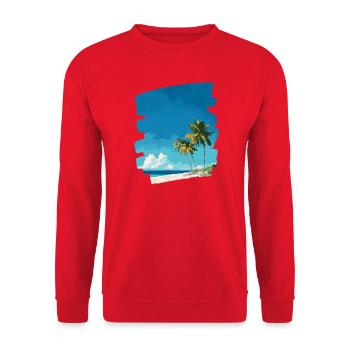 Strand Meer Palmen - Unisex Pullover - Rot - Vorne - Alina (178cm) & Michal (187cm)