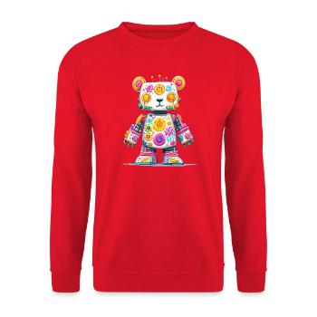 Colorful Robot Bear Neon Print - Unisex Sweatshirt - red - Front - Alina (178cm) & Michal (187cm)
