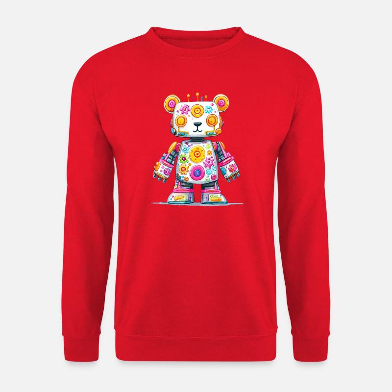 Bunt Roboterbär Neon-Print - Unisex Pullover - Rot
