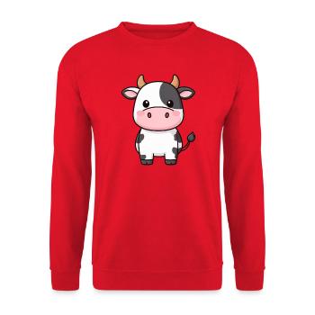 niedliche Kawaii Kuh Rind Geschenk Bauern - Unisex Pullover - Rot - Vorne - Alina (178cm) & Michal (187cm)