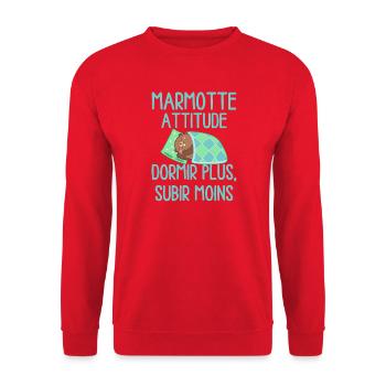 Marmotte Attitude Dormir Plus - Sweat-shirt Unisexe - rouge - Devant - Alina (178cm) & Michal (187cm)
