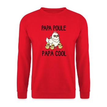 Papa Poule Cool et Poussins Stylés - Sweat-shirt Unisexe - rouge - Devant - Alina (178cm) & Michal (187cm)