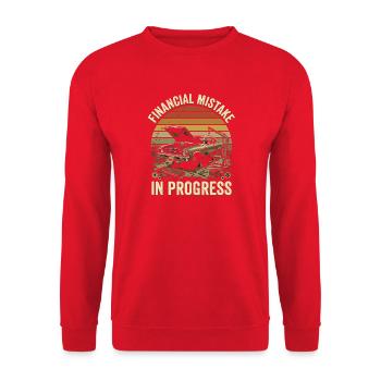 Finanzpanne im Oldtimer - Unisex Pullover - Rot - Vorne - Alina (178cm) & Michal (187cm)