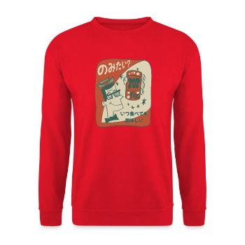 Retro Japan Pop-Fizz Cartoon - Unisex Pullover - Rot - Vorne - Alina (178cm) & Michal (187cm)