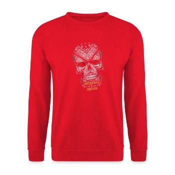 Ornament-Totenkopf: Keine Option - Unisex Pullover - Rot - Vorne - Alina (178cm) & Michal (187cm)