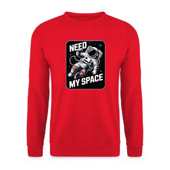 Need My Space Astronaut - Unisex Pullover - Rot - Vorne - Alina (178cm) & Michal (187cm)