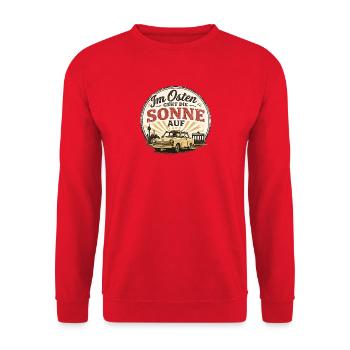 Osten Sonnenaufgang Ossi - Unisex Pullover - Rot - Vorne - Alina (178cm) & Michal (187cm)