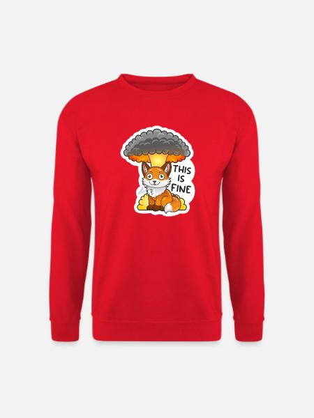 Fuchs, This is fine, Meme, Explosion - Unisex Pullover - Rot