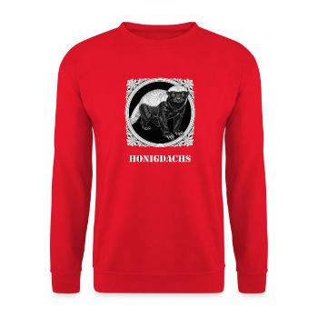 Honigdachs · Bitcoin ist der Honigdachs Shirt - Unisex Pullover - Rot - Vorne - Alina (178cm) & Michal (187cm)