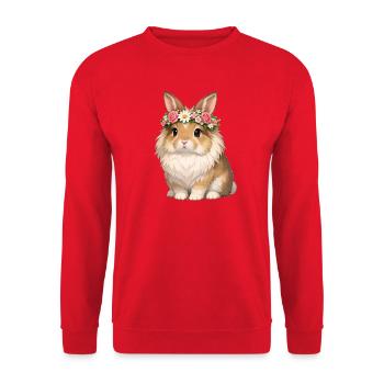 Löwenkopf Kaninchen  - Unisex Pullover - Rot - Vorne - Alina (178cm) & Michal (187cm)